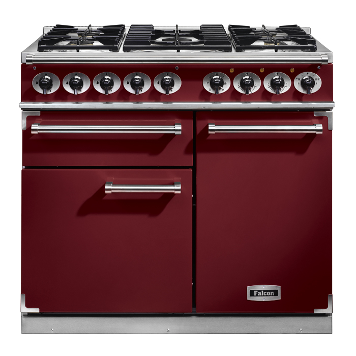 Falcon 1000 Deluxe Dual Fuel Range Cooker - Cherry Red