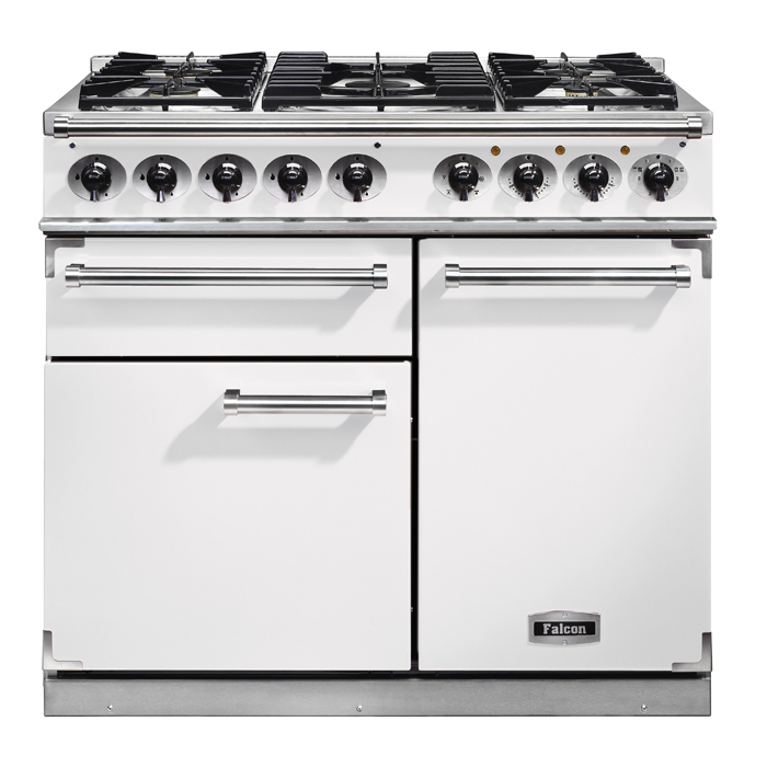 Falcon 1000 Deluxe Dual Fuel Range Cooker - White