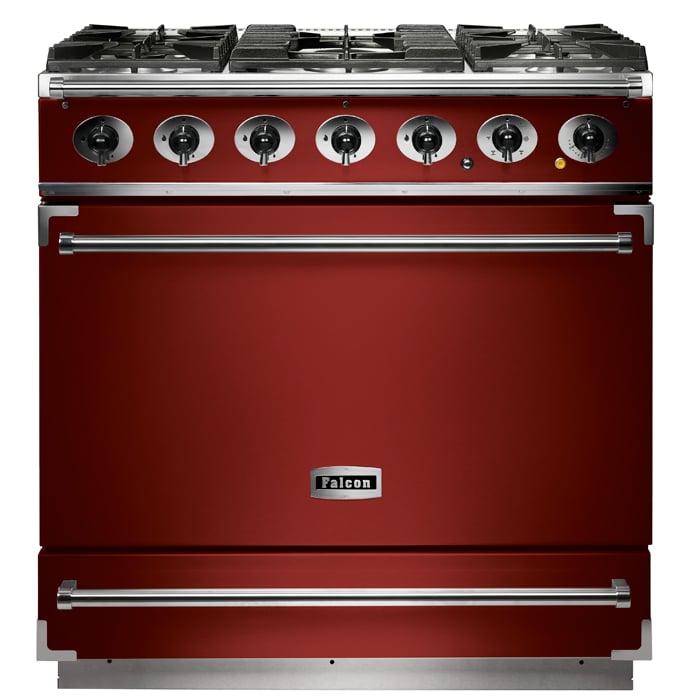 Falcon 900s Single Cavity Dual Fuel Range Cooker - Cherry Red