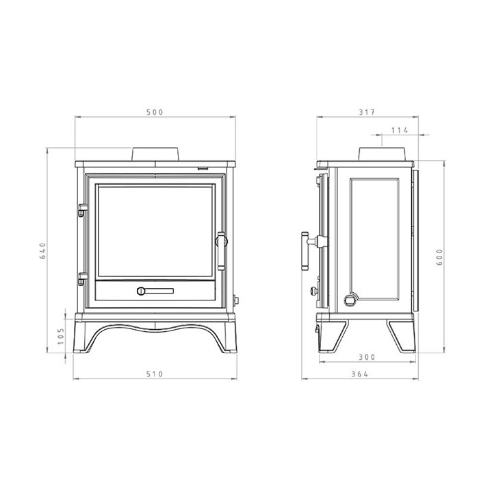 Penman Bassington Conventional Flue Gas Stove, Matt Black | Stoves Are Us