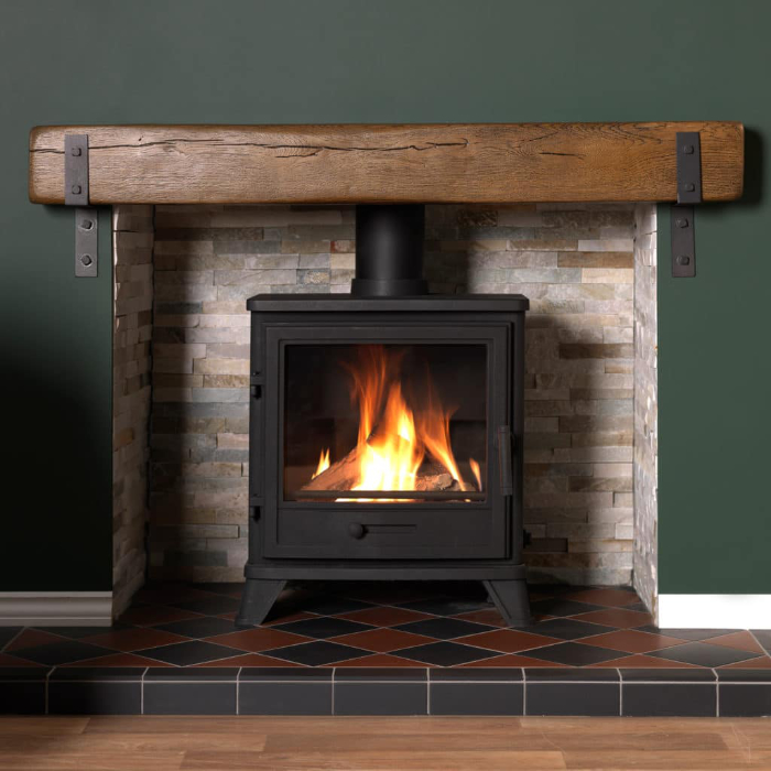Penman Bassington Conventional Flue Gas Stove, Matt Black | Stoves Are Us