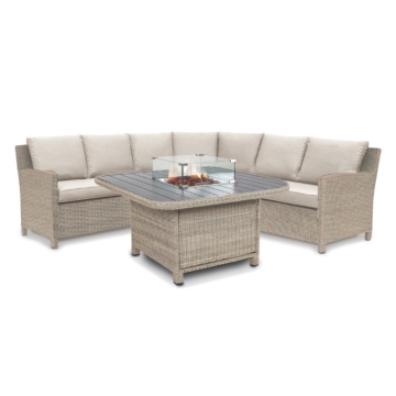Kettler Palma Grande Corner Sofa with Fire Pit Table, Oyster