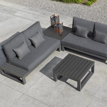 Norfolk Leisure LIFE Lagos Corner with Side Tables, Lava Grey