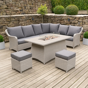 Pacific Lifestyle Antigua Corner Set with Fire Pit Table