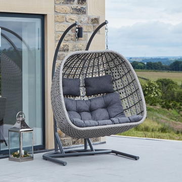 Pacific Lifestyle St Kitts Double Hanging Chair, Stone Grey