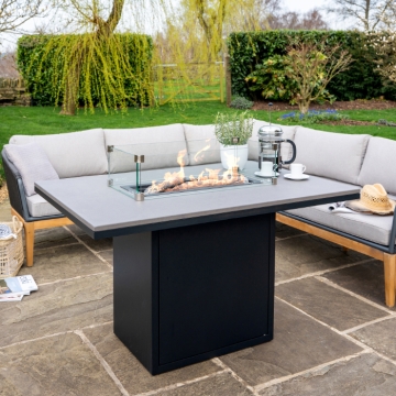 Cosiloft 120 Relax Dining Table with Gas Fire Pit, Black & Grey