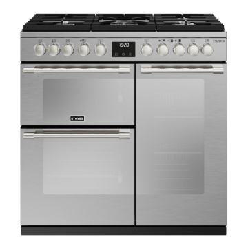 Stoves Sterling Deluxe D900DF Stainless Steel 90cm Dual Fuel Range Cooker