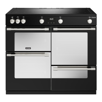 Stoves Sterling Deluxe D1000Ei TCH Black 100cm Induction Range Cooker, Touch Control