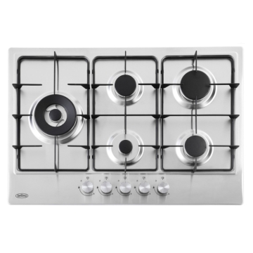Belling GHU753CI 75cm Gas Hob With Wok + Cast Pan Supports, Stainless Steel
