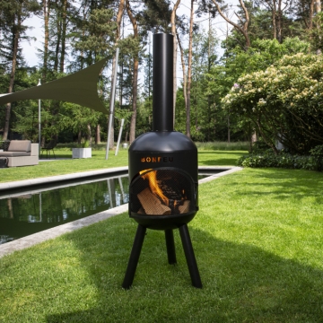 Bonfeu BonSolo Outdoor Fireplace, Black
