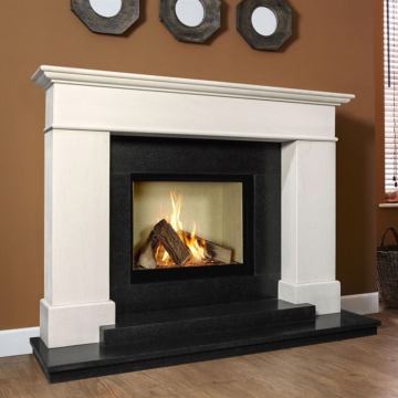 The Collection by Michael Miller Boticelli Celena 54" Limestone & Black Granite Fireplace Suite