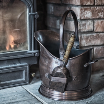 32cm Coal Bucket, Antique Brass