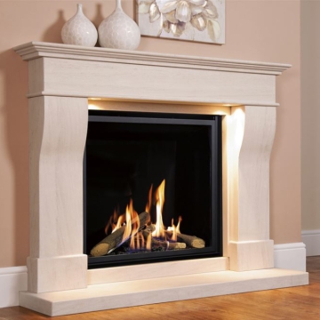 The Collection by Michael Miller Da Vinci Illumia MD 54" Limestone Fireplace Suite