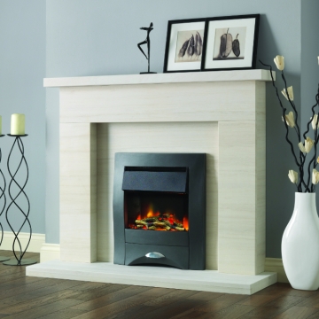 PureGlow Drayton Limestone Fireplace with Zara Electric Fire
