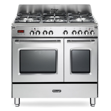 Delonghi 90cm Vintage Twin Cavity Stainless Steel Dual Fuel Range Cooker