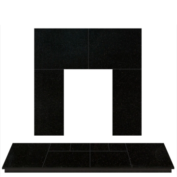 Slabbed Black Granite 48" Hearth & Back Panel Set