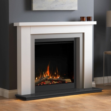 PureGlow Hanley 54" Electric Fireplace Suite, White/Grey 