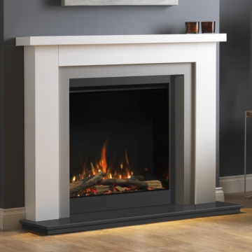 PureGlow Hanley 54" Fireplace Surround, White Finish/Grey Inlay