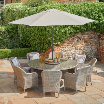 LG Outdoor Monte Carlo Sand 8 Seat Dining Set with Parasol
