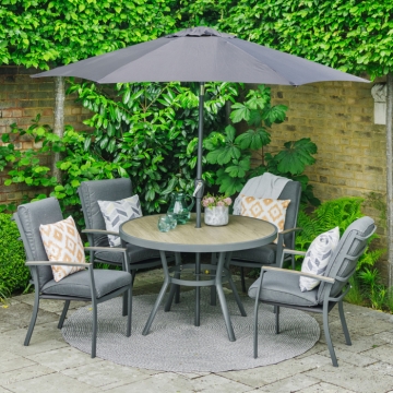 LG Outdoor Monza 4 Seat Set with Highback Chairs & Parasol