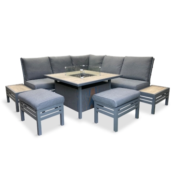 LG Outdoor Monza Modular Dining Set with Fire Pit Table