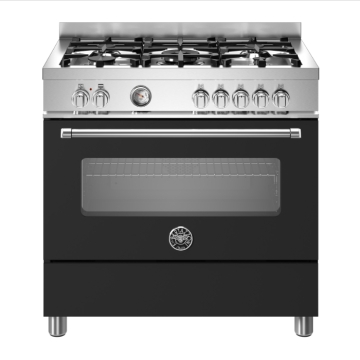 Bertazzoni 90cm Master Series 5-Burner Electric Oven, Nero Black