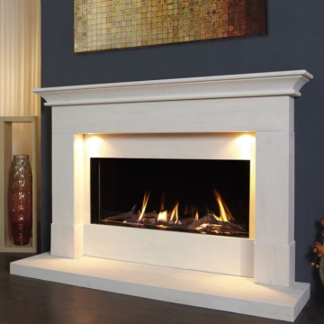 Michael Miller Parada Elite Illumia 54" Limestone Fireplace Suite