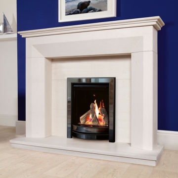 The Collection by Michael Miller Passion HE Limestone Fireplace Suite - Black Nickel