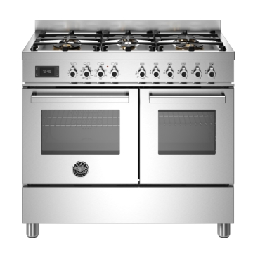 Bertazzoni Professional Series 100cm 6 Burner Electric Double Oven, Stainless Steel
