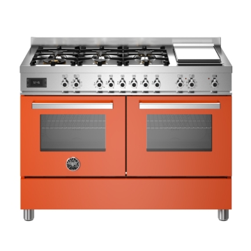 Bertazzoni 120cm Professional Series 6 Burner & Griddle Electric Double Oven, Arancio Orange