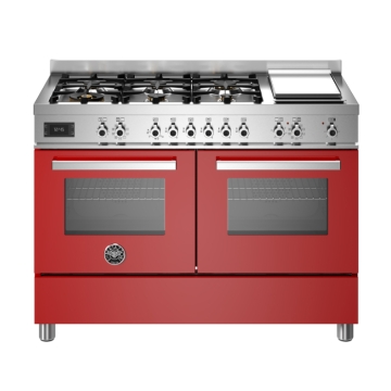 Bertazzoni 120cm Professional Series 6 Burner & Griddle Electric Double Oven, Rosso Red