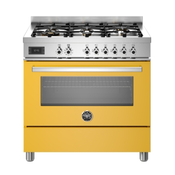 Bertazzoni 90cm Professional Series 6-Burner Electric Oven, Giallo Yellow