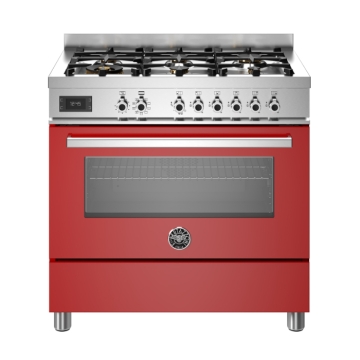 Bertazzoni 90cm Professional Series 6-Burner Electric Oven, Rosso Red