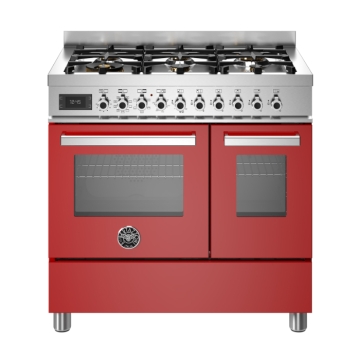 Bertazzoni 90cm Professional Series 6-Burner Electric Double Oven, Rosso Red