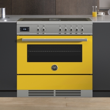 Bertazzoni 90cm Professional Series Air-Tec Induction Top And Integrated Hood, Giallo Yellow