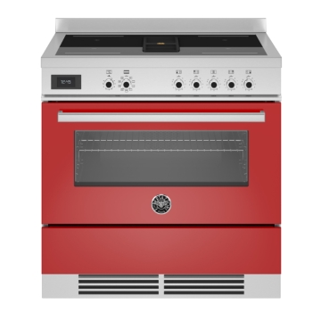 Bertazzoni 90cm Professional Series Air-Tec Induction Top And Integrated Hood, Rosso Red