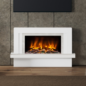 Elgin & Hall Vardo 53" Pryzm Electric Fireplace Suite, Ice White & Feather