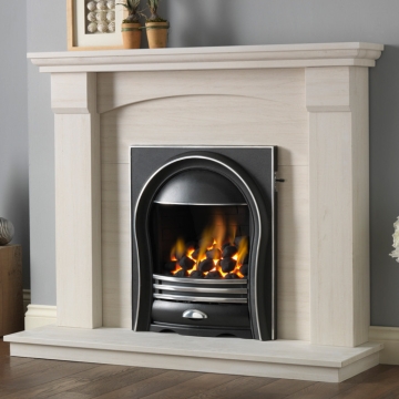 PureGlow Kingsford Limestone Suite With Annabelle Highlighted Gas Fire