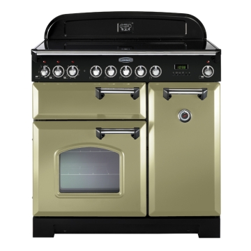 Rangemaster Classic Deluxe 90cm Induction Electric Range Cooker, Olive Green
