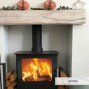 Aged Rustic Oak Fireplace Beam, White