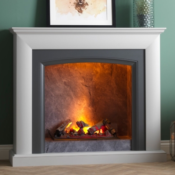 Katell Salerno 50" Italia Optimyst Electric Fireplace Suite, Smooth White