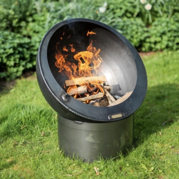 Tilted Sphere Fire Pit with Swing Arm BBQ Rack