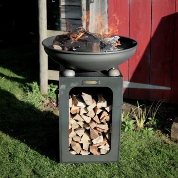 60cm Fire Bowl with Log Store