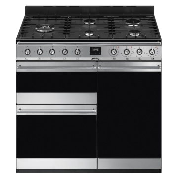 Smeg Symphony SY93-1 90cm Dual Fuel Range Cooker, Stainless Steel