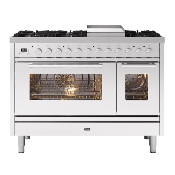 ILVE Roma 120cm Fry Top Twin Cavity Dual Fuel Range Cooker, Stainless Steel 