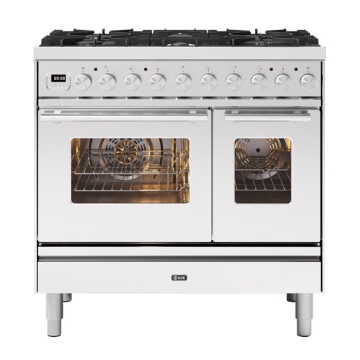 ILVE Roma 90cm Twin Cavity Dual Fuel Range Cooker, Stainless Steel