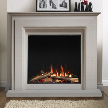 PureGlow Thurlestone 51" Portuguese Limestone Electric Fireplace Suite