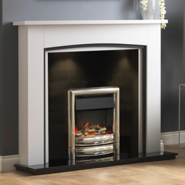 PureGlow Westbury 48" Fireplace Surround, White Mist Finish with Grey Slate Inlay