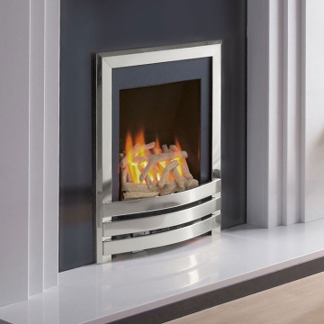 Satin Silver/Driftwood Flavel Windsor Contemporary Slimline Gas Fire