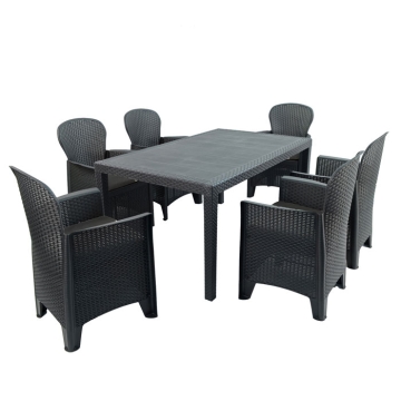 Europa Leisure Salerno Rectangle Table with 6 Sicily Chairs